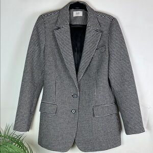 Hush UK Houndstooth Blazer Two Button Black White UK 12 US 8 Wool Blend